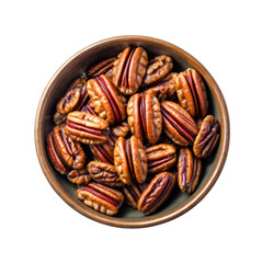 Obraz premium Bowl of Pecans: A close-up shot of a bowl filled with pecan nuts, showcasing their natural beauty and rich, earthy tones.