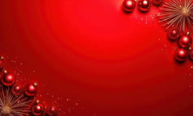Bright red Christmas ornaments and decorations