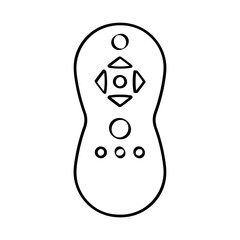 Illustration showing a black remote control icon on a white background