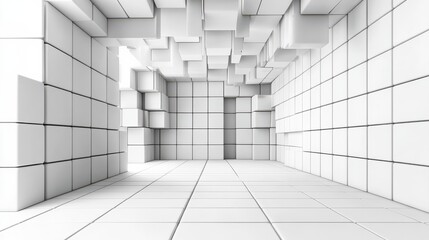 3d rendering of cube abstract geometric background. technology concept