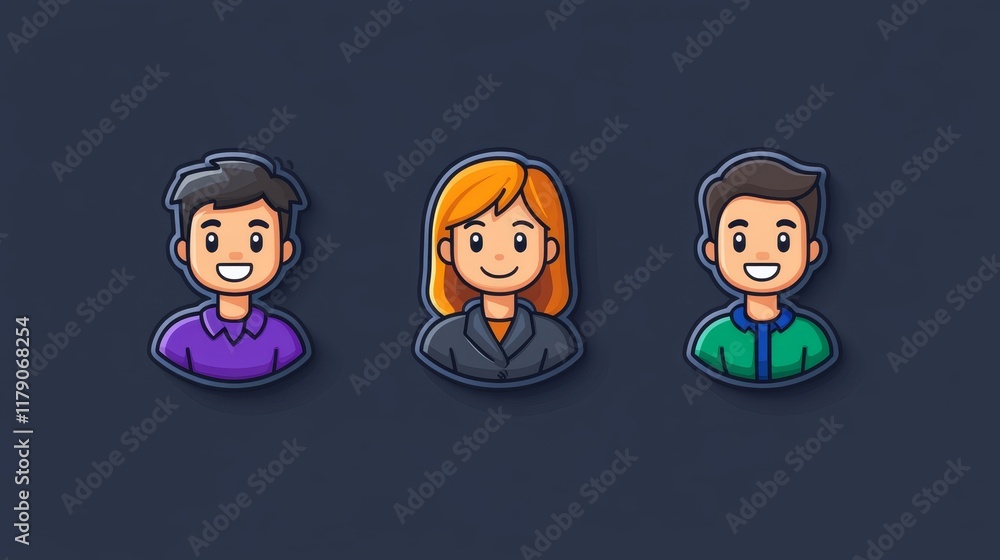 Poster diverse avatars representing a collaborative team of professionals working on project.