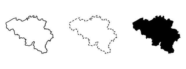 Obraz premium Set of vector maps of Belgium. Mercator projection. Filled and outline.