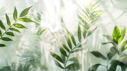 Sunlight filtering through lush green leaves, creating soft shadows and a dreamy atmosphere.