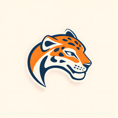 Simple leopard head illustration. Leopard head badge emblem logo icon isolated on white