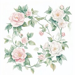 Elegant Watercolor Roses Floral Pattern