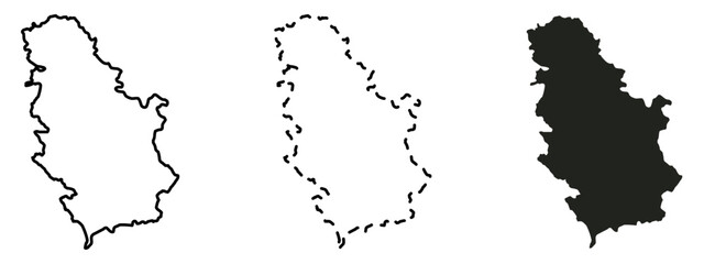 Set of vector maps of Republic . Mercator projection. Filled and outline.