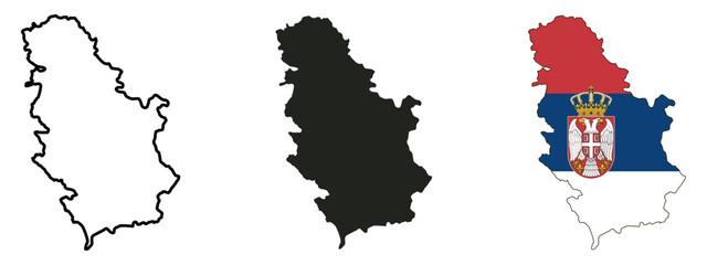 Naklejka premium Set of vector maps of Republic&nbsp;. Mercator projection. Filled and outline.