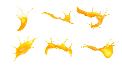 Obraz premium Dynamic Orange Juice Splashes: A Vibrant Collection