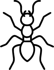 Ant in outline icon style, insects, animal theme.