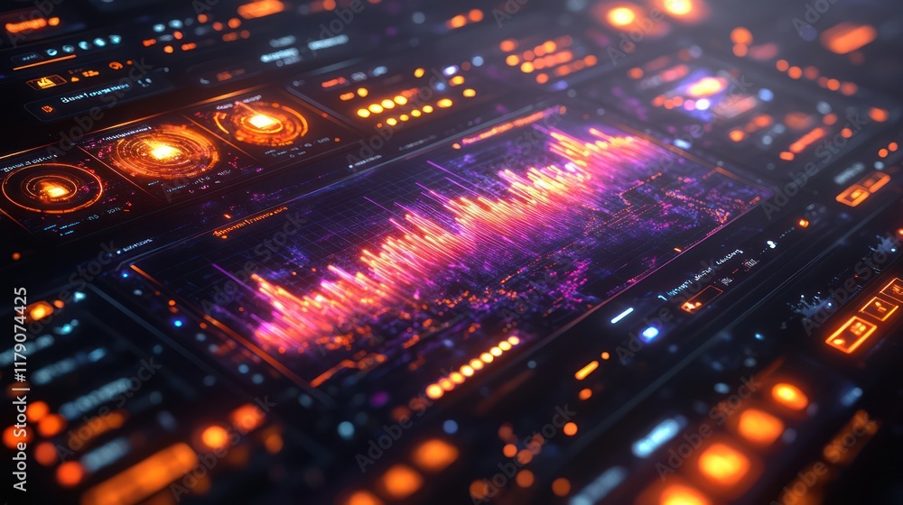 Poster futuristic technology interface: digital data visualization