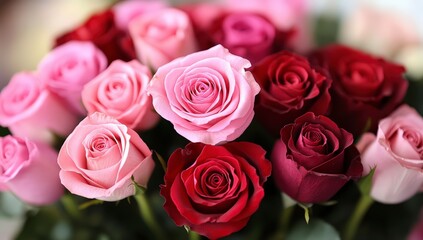 Obraz premium Bouquet of Pink and Red Roses