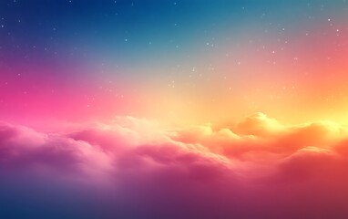 Fototapeta premium Colorful sky above fluffy clouds at sunset.