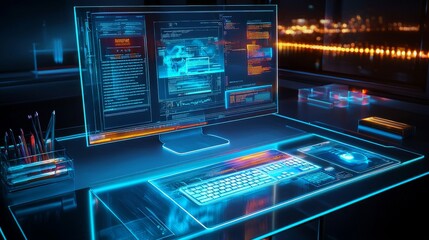 Modern Workspace Design with Transparent Elements