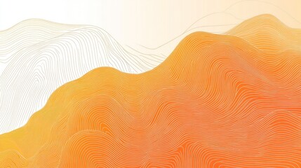 Abstract orange and white wavy lines forming hills.