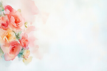Fototapeta premium Watercolor roses bouquet on soft background, perfect for Valentine's Day themes