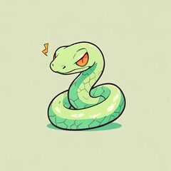 Fototapeta premium Cute Angry Green Snake Illustration