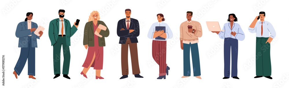 Aufkleber managers and leaders in formal clothes. vector in flat style, isolated business character set. succe