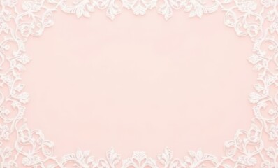 Elegant lace border on soft pink backdrop