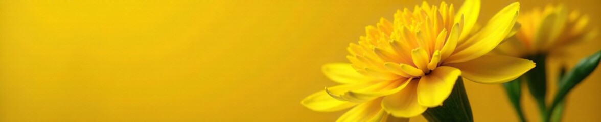 Bright yellow marigold flower with delicate petals, yellow, blossoms, background