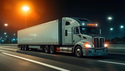 Night Freight: Semi Truck on Highway