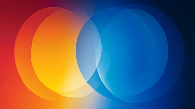 Abstract composition, two circles a study in red and blue contrast two
