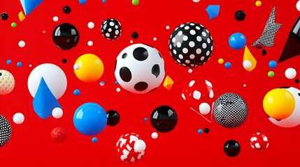 Naklejka premium Abstract 3D Red Background with Colorful Spheres