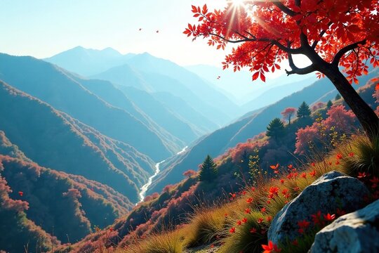 gentle breeze rustling leaves on goryeo mountain, mountain foliage, goryeo mountain spring