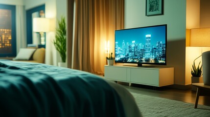 Immersive home entertainment experience with a large flat screen television modern