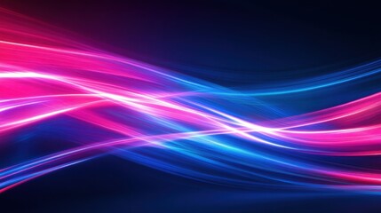 Fototapeta premium Abstract background of modern tech gradient waves in blue and pink hues, technology, modern, abstract, background, waves. Dynamic abstract light trails in neon pink and blue hues.