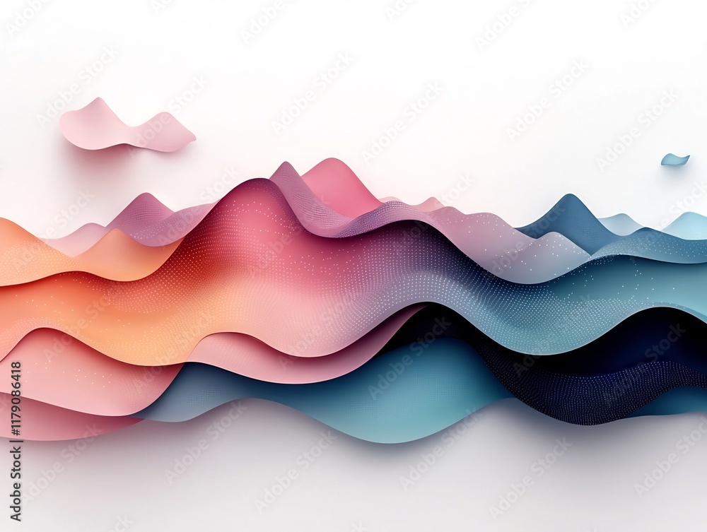 Poster mesmerizing abstract background with pastel colored dots and fluid lines forming a rippling wave eff