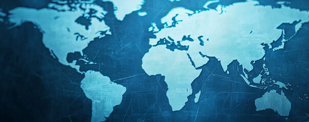 World map illustration with blue background, ideal for global themes