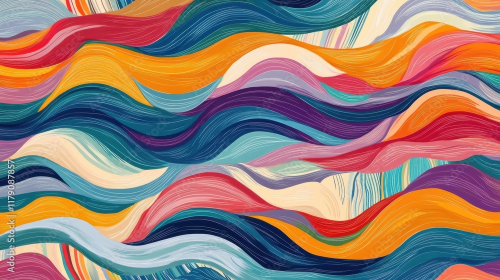 Poster an abstract background with a colorful, wavy pattern.