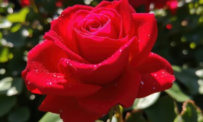 Vibrant red rose in full bloom