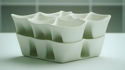 Abstract 3D Render of White Organizer