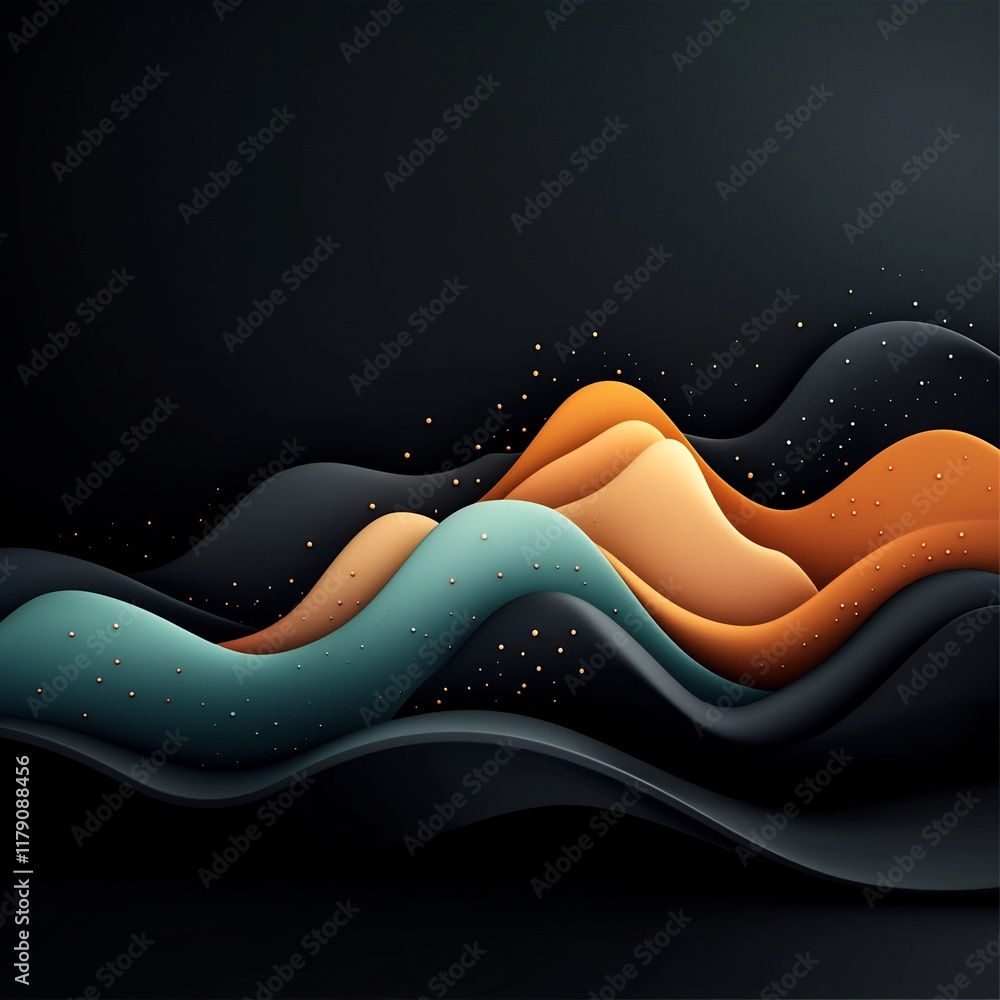 Aufkleber mesmerizing moody abstract landscape with swirling pastel dots and undulating lines evoking a mounta
