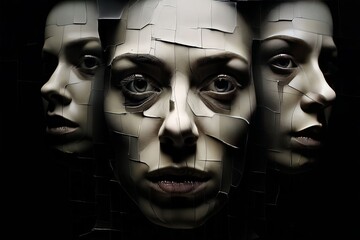 89 distorted faces distorted faces descend creating a sense of u