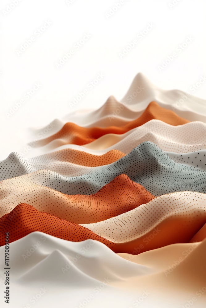 Poster pastel mountain waves captivating abstract digital landscape with dotted and linear patterns travers