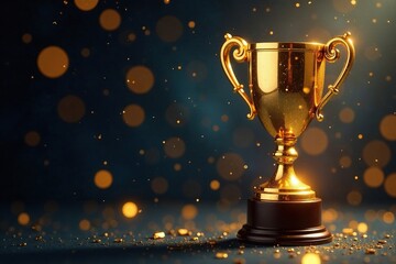 Glittering gold trophy on a luxurious background, elegant, high end
