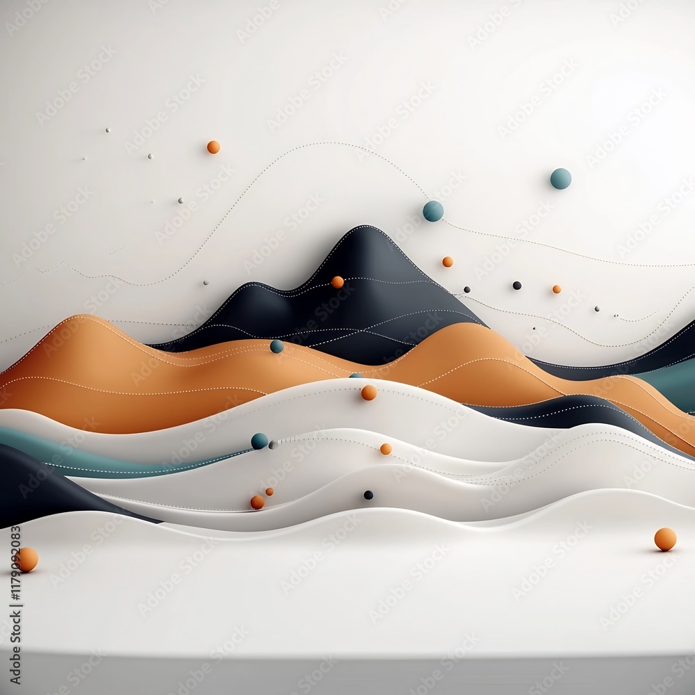 Poster ethereal pastel landscapes fluid mountainous terrain in harmonious digital visualization with flowin