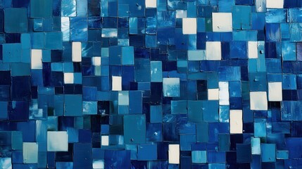 A blue background with many small squares and crosses