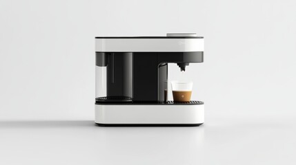 A coffee machine in a sleek design, isolated on white