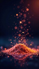 Obraz premium Shining dust particles against dark background, particle, bokeh