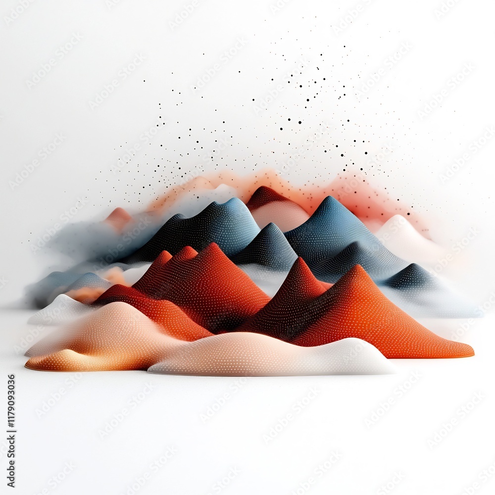 Poster stunning pastel patterned mountain landscape with dot and line patterns a serene and minimalist abst