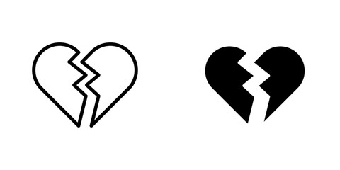 Broken heart icons vector graphic pack