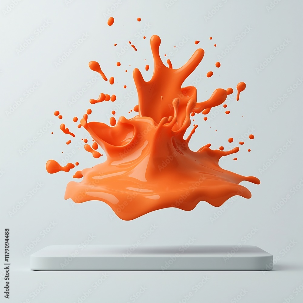 Poster captivating suspended orange liquid shapes composing a mesmerizing abstract visual display with a se