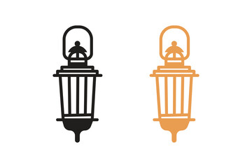 Lantern silhouettes with white background and color versions 