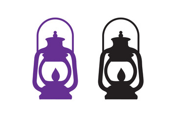 oil lantern silhouettes with white background and color versions 