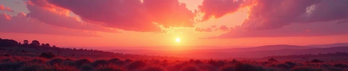 Obraz premium Softly glowing sky with warm hues of orange and pink amidst a serene sunset landscape, orange, pink, warm