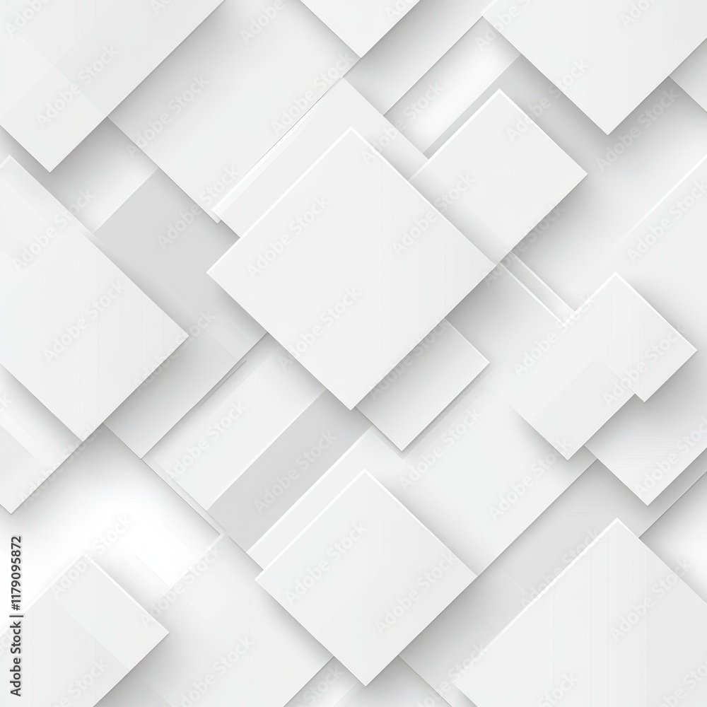 Poster modern white and light grey square overlapped pattern on background with shadow. white background. m