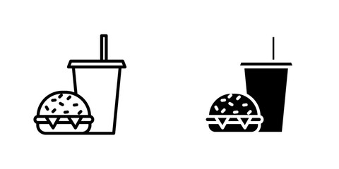 Hamburger and soft drink cup icons vector graphic pack